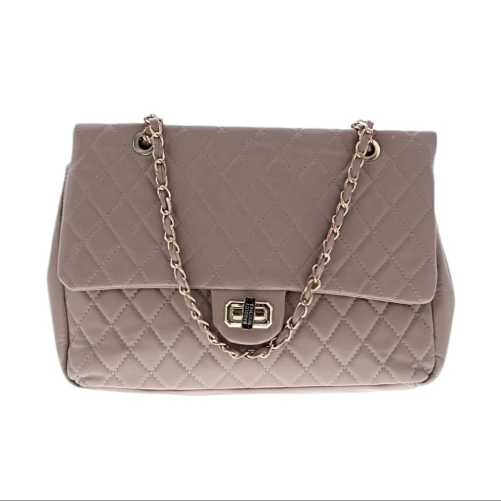Badgley Mischka Quilted Shoulder Bag in Beige